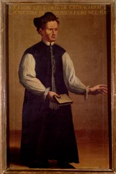 Portrait de Pietro Aaron (Aron) (1489-1545), théoricien de la musique italienne. Peinture anonyme. 16e siècle. Bologne, Civico museo bibliografico