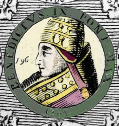 Portrait du Pape Benoît IX. Gravure du 19ème siècle.