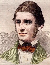 Portrait de Ralph Waldo Emerson (1803-1882), essayiste, philosophe, poète américain. Gravure dans The Illustrated London News du 20 mars 1858.