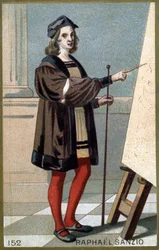 Portrait de Raphaël (Raffaello Sanzio 1483 - 1520). Chromolithographie de la fin du XIXe siècle.