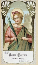 Portrait de «Santa Barbara vergine e martire», image pieuse italienne