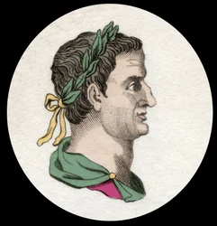 Portrait de Servius Sulpicius Galba (3 av. J.-C.-69 apr. J.-C.), empereur romain. Gravure du 19ème siècle