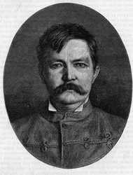 Portrait de Sir Henry Morton Stanley, pseudonyme de John Rowlands (1841-1904), explorateur et journaliste britannique. Gravure dans «Le Journal de la jeunesse»
