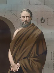 Portrait de Socrate. Philosophe grec -470 -399, tiré de Hombres y Mujeres célebres. Barcelone 1877.