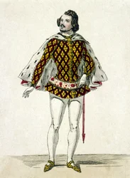 Portrait du ténor français Gilbert-Louis Duprez (1806 - 1896) dans le rôle de Fernando, dans le troisième acte de « La Favorite » de Donizetti à Paris. 1838