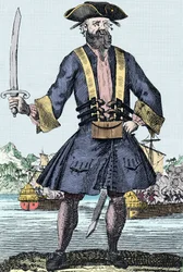 Portrait du pirate Edward Teach, dit Barbenoire (Blackbeard)