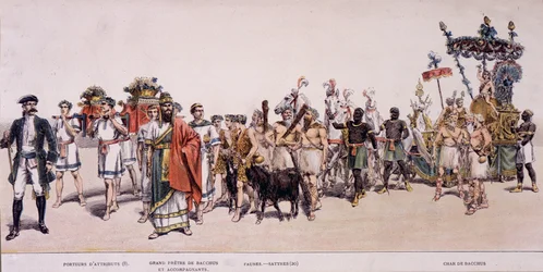 Procession des moissonneurs et char de Bacchus (Bacco) - dans « Album officiel de la fête des vignerons »