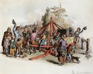 Équitation publique en Grande-Bretagne - lithographie, début 19ème siècle