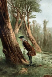 René Antoine Ferchault de Réaumur (1683-1757), physicien et naturaliste français, étudiant les mœurs des chenilles. d