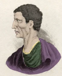 Représentation du politicien romain Lucius Cornelius Sulla (Silla ou Sylla) (138-68 av. J.-C.). Gravure du 19ème siècle.