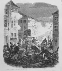 Révolution de mars 1848 : barricade à Berlin