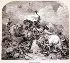 Richard en Palestine. Illustration dans "Histoire des papes, rois, reines, empereurs, à travers les siècles" par Maurice Lachatre 1857