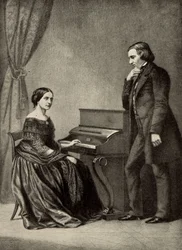 Robert Schumann (1810-1856) avec sa femme (impression)