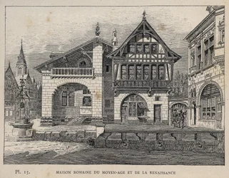 Maison romaine du Moyen Âge et de la Renaissance - gravure de 1889 dans « Histoire de l