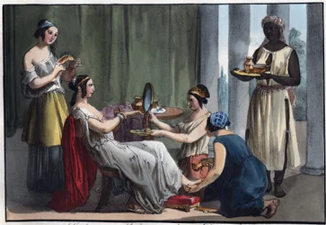 Dame romaine à sa toilette - gravure de « Usi e Costumi di Tutti i Popoli dell