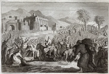 Bible de Royaumont, Nouveau Testament : Triomphe de Jésus-Christ. Entrée de Jésus à Jérusalem. Illustration de 1811.