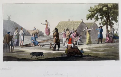 Danse et jeu russes. Dans « Le vieux et le moderne costume » 1819-1820, par Ferrario