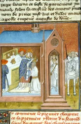 Sacre (couronnement) de Charlemagne (742 - 814) en 800 par le pape Léon III - enluminure d