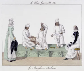 Saltimbanques : jongleurs indiens, avaleurs de couteaux - dans "Le Bon Genre", début 19e siècle