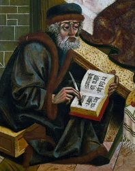 Scribe, art franco-rhénan, (détail)