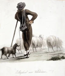 Berger près de Valenciennes - aquarelle
