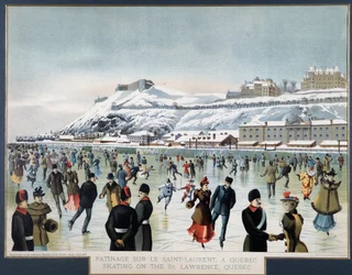 Patinage sur le Saint-Laurent, Québec, s.d.
