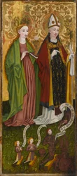 Sainte Barbe et Saint Valentin avec Caspar von Laubenberg et ses fils, vers 1450