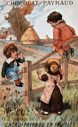 Jeu de balançoire, publicité pour le chocolat Payraud