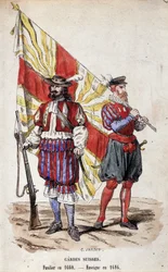 Gardes suisses: Fusilier en 1660 et Enseigne en 1616.