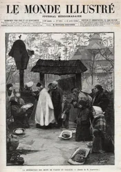 La bénédiction des œufs de Pâques en Galicie (Petite Russie) - gravure dans « Le Monde illustré » de 1895