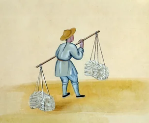 Le marchand de bois chinois. Dessin du 17e siècle. Paris. B N