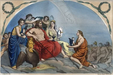 Le Conseil des dieux ou Assemblée des dieux : Zeus sur l