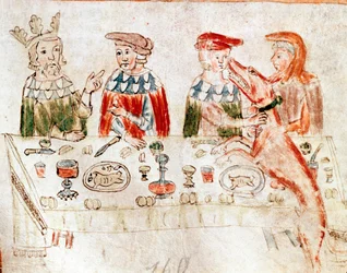Le roi des Francs Pépin III le Bref (714-768) et son fils Charlemagne lors d