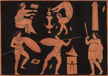 La danse Pyrrhichios (danse pyrrhique) - gravure tirée de « Usi e Costumi di Tutti i Popoli dell