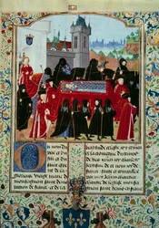 Le corps du défunt roi Charles VI est emporté, derrière le cortège le nouveau roi Charles VII (22/10/1422)