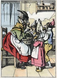 La chèvre est sortie du marché, écoutant l