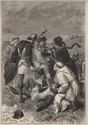 La calomnie épargne par Rothsay - illustration du 19ème siècle pour le roman historique « La Jolie Fille de Perth ou la Saint-Valentin » de Walter Scott (1771-1832)