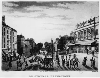 Théâtre : le Gymnase Dramatique du Boulevard Bonne Nouvelle - gravure