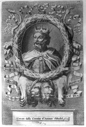 Théodoric Ier le Grand (v. 454-526), roi des Ostrogoths (474-526) et fondateur du royaume ostrogoth en Italie.
