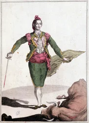 Costume de toréador, le célèbre Joaquin Costillares, après avoir renversé le taureau, en 1825
