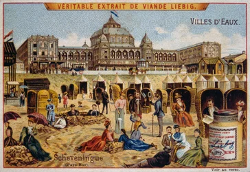 Touristes sur une plage à Scheveningen, Hollande