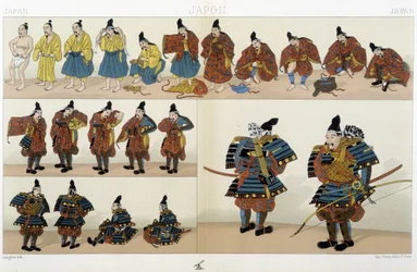 Vêtements traditionnels des samouraïs japonais - dans « The Historical Costume » de Racinet
