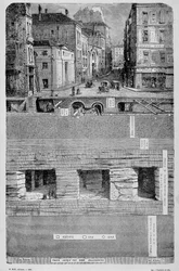 Transformations de Paris sous le Second Empire, Haussmann Paris. Les sous de Paris (eau, gaz et égouts) - gravure