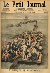 Transport des blessés rapatriés de Madagascar. Gravure dans « Le petit journal » 26/01/1896. Collection Selva