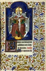 Trinité. Miniature, début du 15e siècle. Bibl. Trivulziana, Milan.