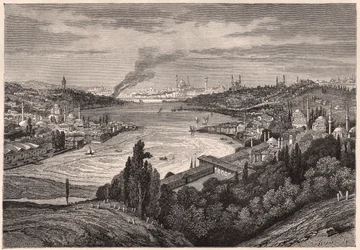 Vue de Constantinople, maintenant Istanbul, et de la Corne d