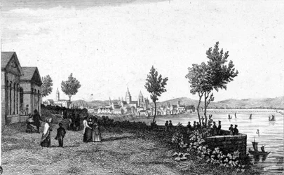 Vue de Mayence en Allemagne et du Rhin vers 1830