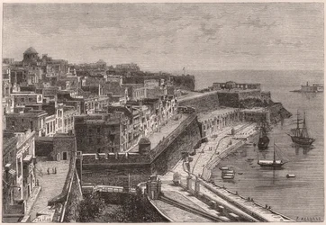 Vue de La Valette et de son port au XIXe siècle
