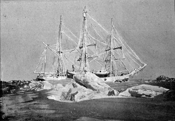 Vue du navire scientifique belge « Belgica » utilisé dans les expéditions antarctiques, pris dans la glace