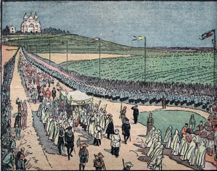 Vue de la procession eucharistique du Congrès eucharistique de Carthage, Tunisie 11/05/1930 (Vue du 30e Congrès eucharistique international tenu à Carthage, Tunisie)